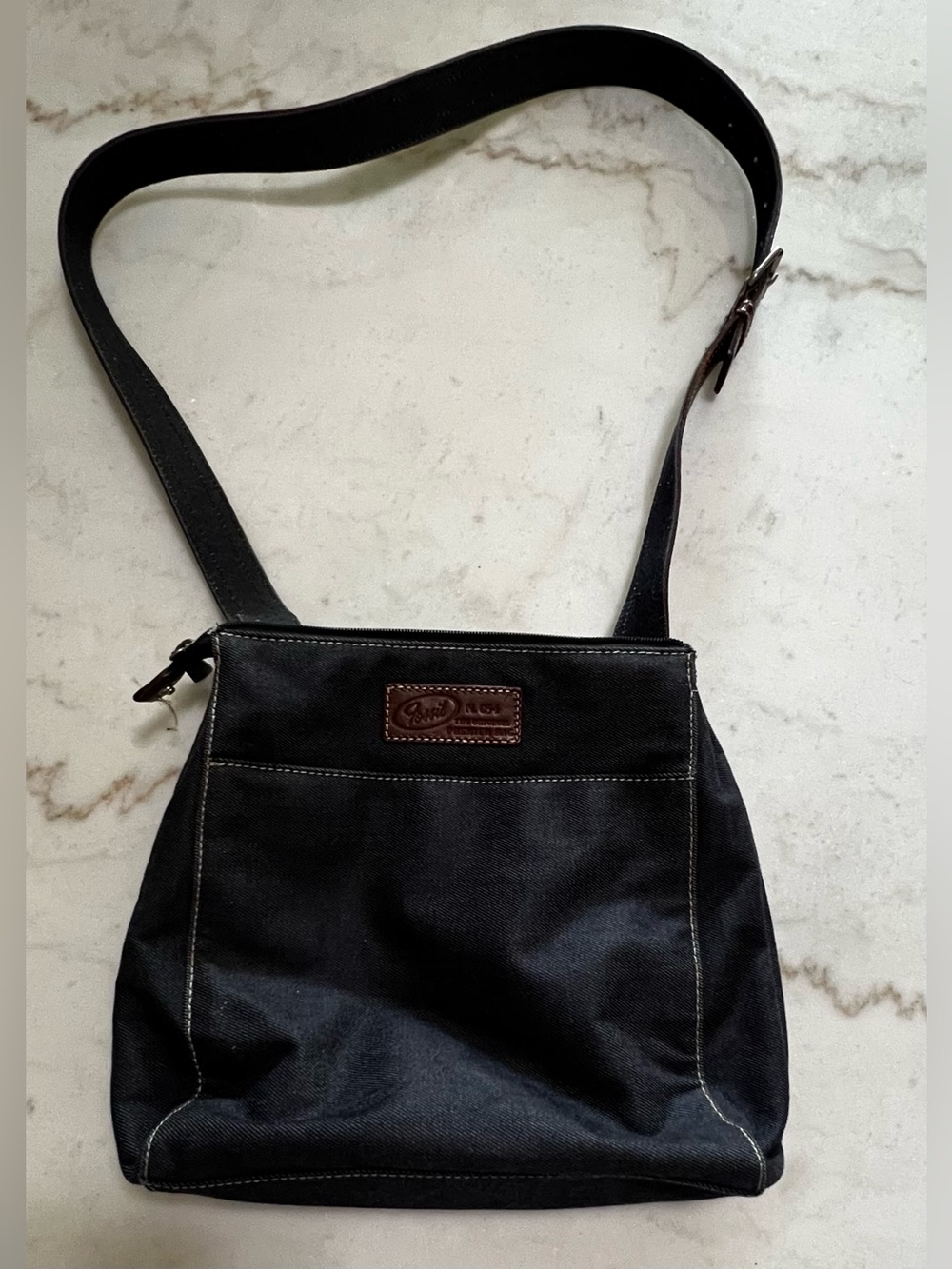 Fossil Dark Denim Large Crossbody Satchel Bag